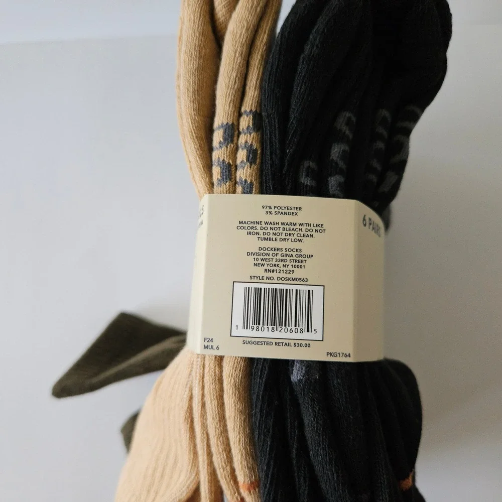 Dockers Cushioned Crew Socks Mens Sz 6-12.5 NEW 6 Pairs - Breathable Knit